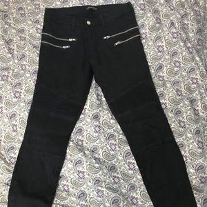 BNWOT Zara Black Zipper biker Moto Jeans 6